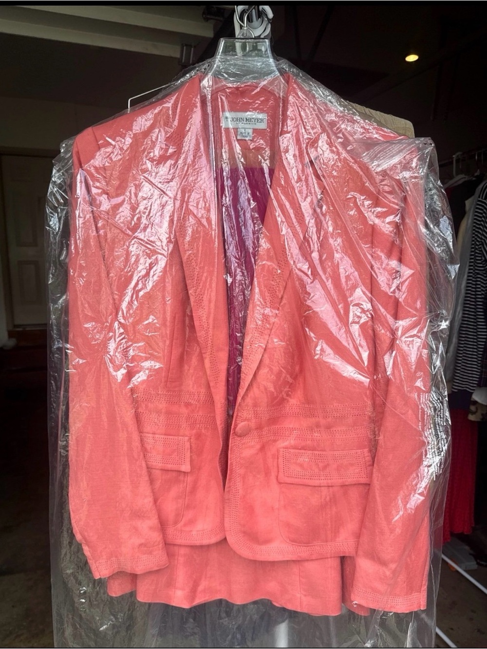 John Meyer Coral Suede Blazer Jacket, skirt and matching shirt